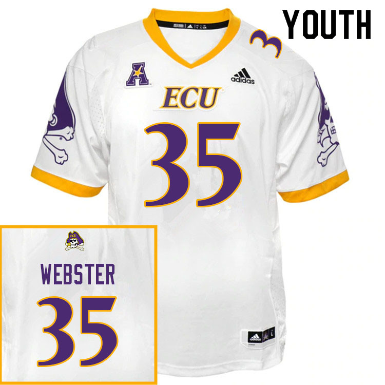 Youth #35 Amir Webster ECU Pirates College Football Jerseys Sale-White - Click Image to Close